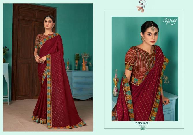 Saroj Twinkle Stylish Festive Wear Vichitra Silk Heavy Latest Saree Collection